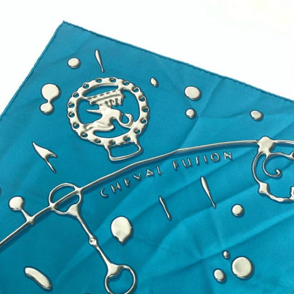 Hermes Carre 90 Cheval Fusion Cheval Fusion Blue Silk Scarf
