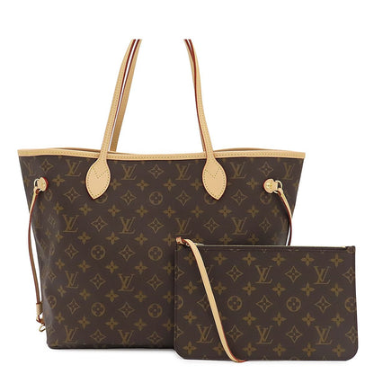Louis Vuitton Neverfull MM Brown Rose Beige Gold Monogram Canvas Tote Bag
