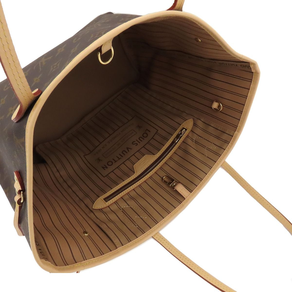 Louis Vuitton Neverfull MM Brown Rose Beige Gold Monogram Canvas Tote Bag — view 6