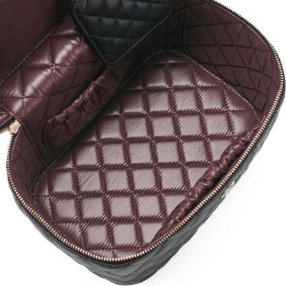 Chanel Matelasse Vanity Handbag Caviar Skin Black With Gold Hardware Ladies Bag