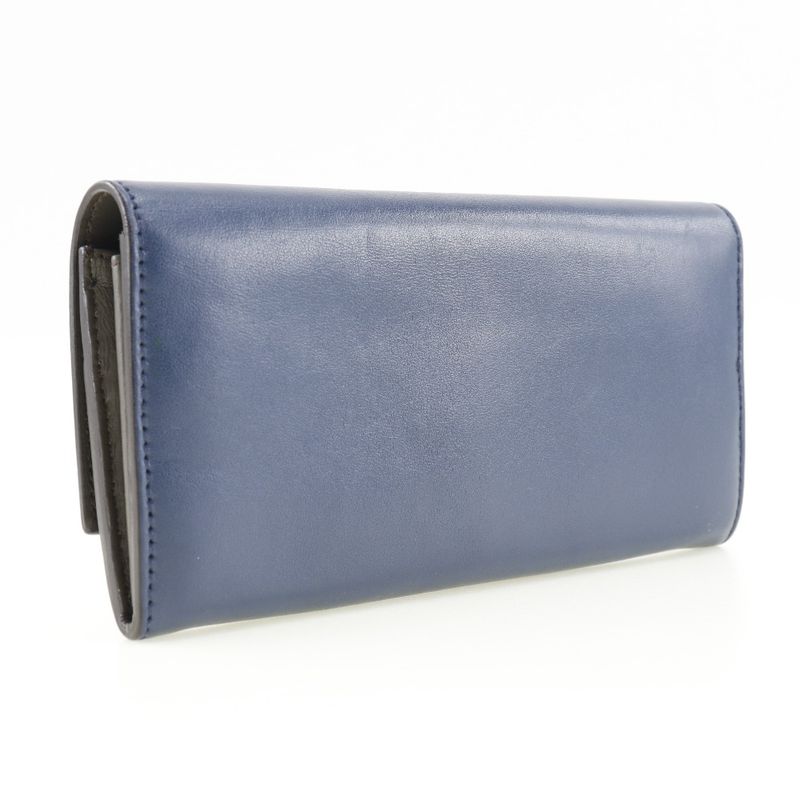 Fendi Peekaboo 8m0377 Calf Navy Women's Long Wallet