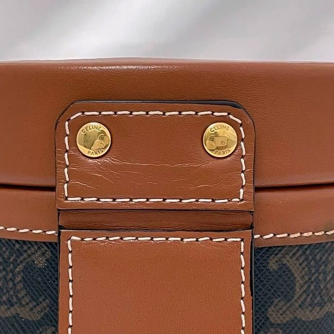 Celine Shoulder Bag Tambour Brown Triomphe Canvas