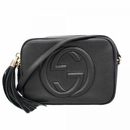 Gucci Shoulder Bag Soho 308364 Leather Black Chien Pan Gold Hardware Women's