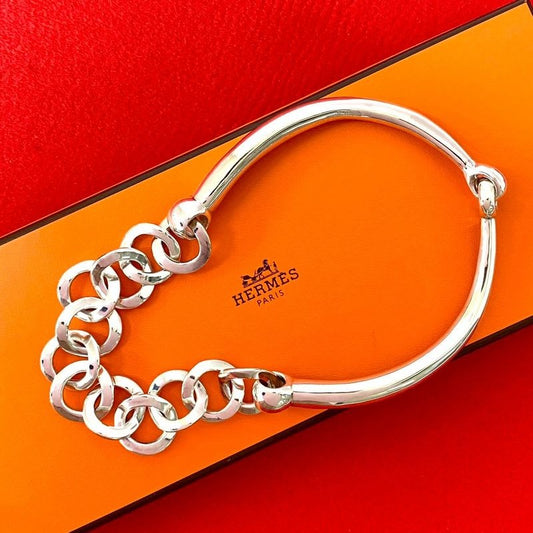 Hermes Vintage Silver 925 Necklace Choker Pendant Accessory 29350