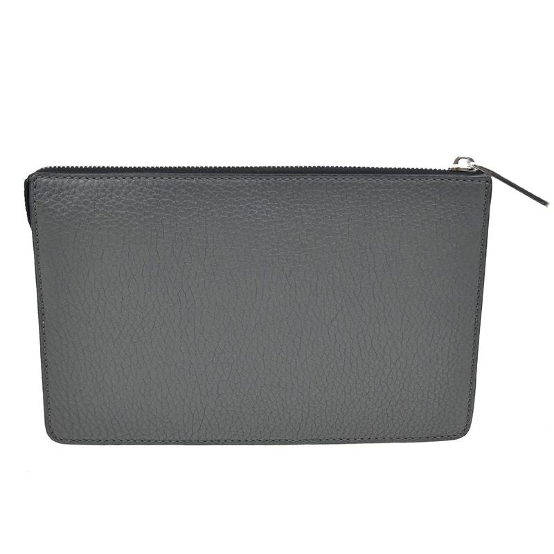Fendi Clutch Bag Wallet Logo Leather Black Gray 31ka780