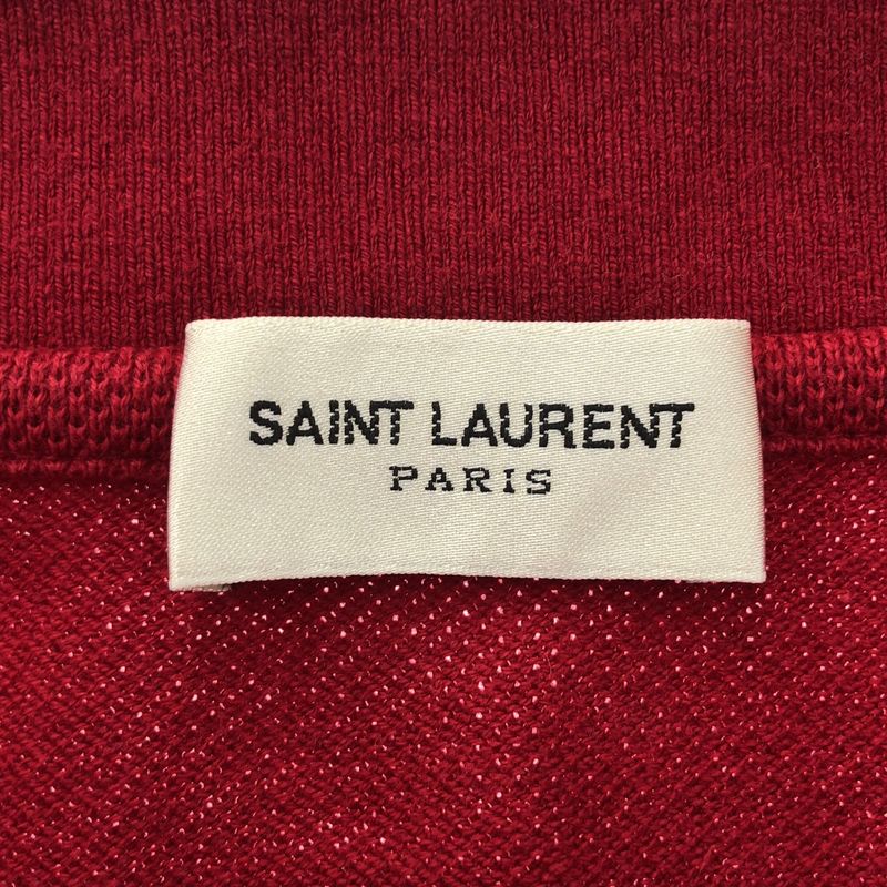 Saint Laurent Paris Cropped Short Sleeve Knit Polo Shirt 693291 Y36um 6258 Red S