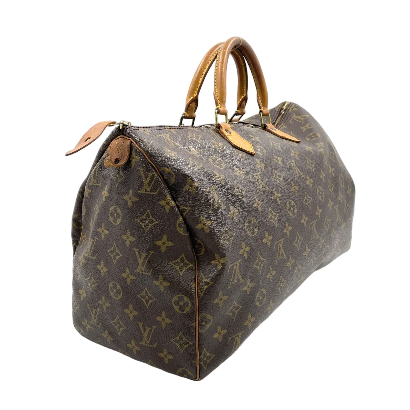 Louis Vuitton Speedy 40 Monogram Leather Brown Handbag Gold — view 2