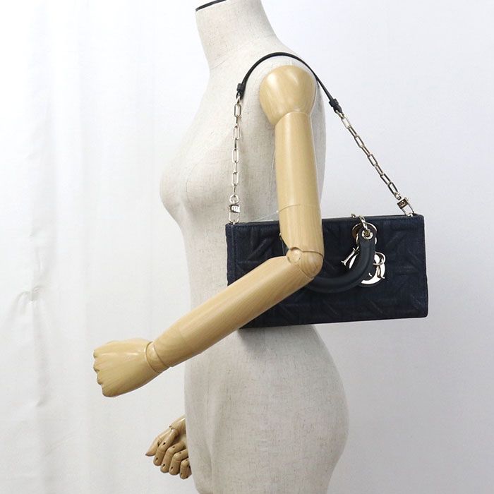 DIOR Medium 2WAY Lady D-joy M0540 Handbag Denim Calf Womens