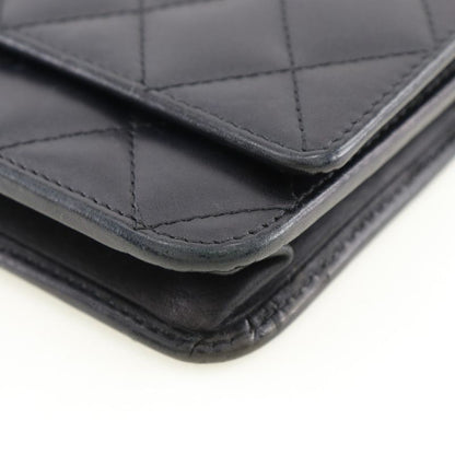 Chanel Chain Wallet Cambon Line A46646 Calf And Enamel Black Ladies Long Wallet