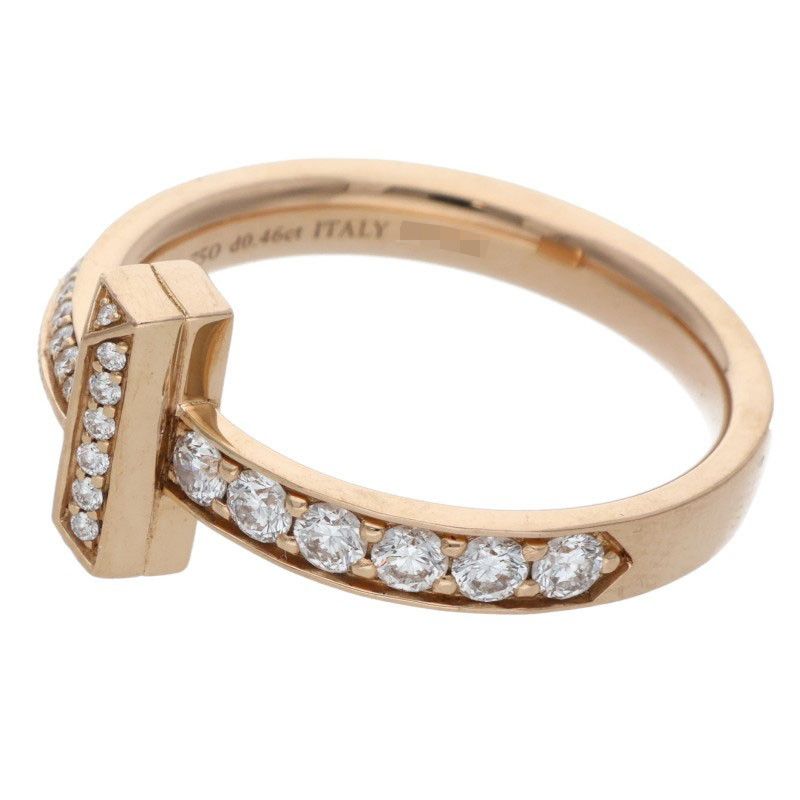 Tiffany & Co T One Narrow 18K Pink Gold Diamond Ring Men's Size 13