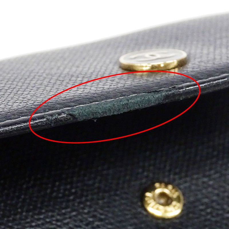 Chanel Wallet Women's Brand Bifold Wallet Coco Button Leather Black None Place