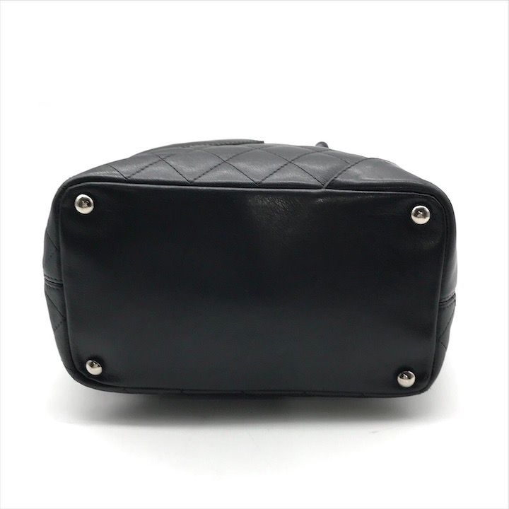 Chanel CC Logo Cambon Leather Patent Mini Hand Tote Black