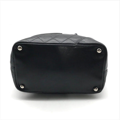 Chanel CC Logo Cambon Leather Patent Mini Hand Tote Black