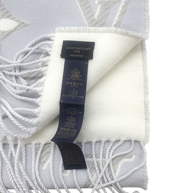 1942 Louis Vuitton Scarf LV Escential Shine M78895 Light Gray Wool Monogram