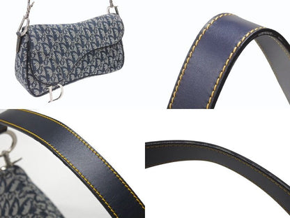 Dior Trotter Line Saddle Bag Navy Silver — view 4