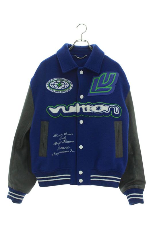 Louis Vuitton 23AW Rm232 CAW Hpl66e Sleeve Leather Cutout Varsity Jacket Stajan
