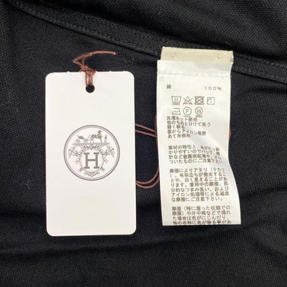 Hermes Short Sleeve T-Shirt H Logo Embroidery Pocket XL Size Cotton Black Hermes
