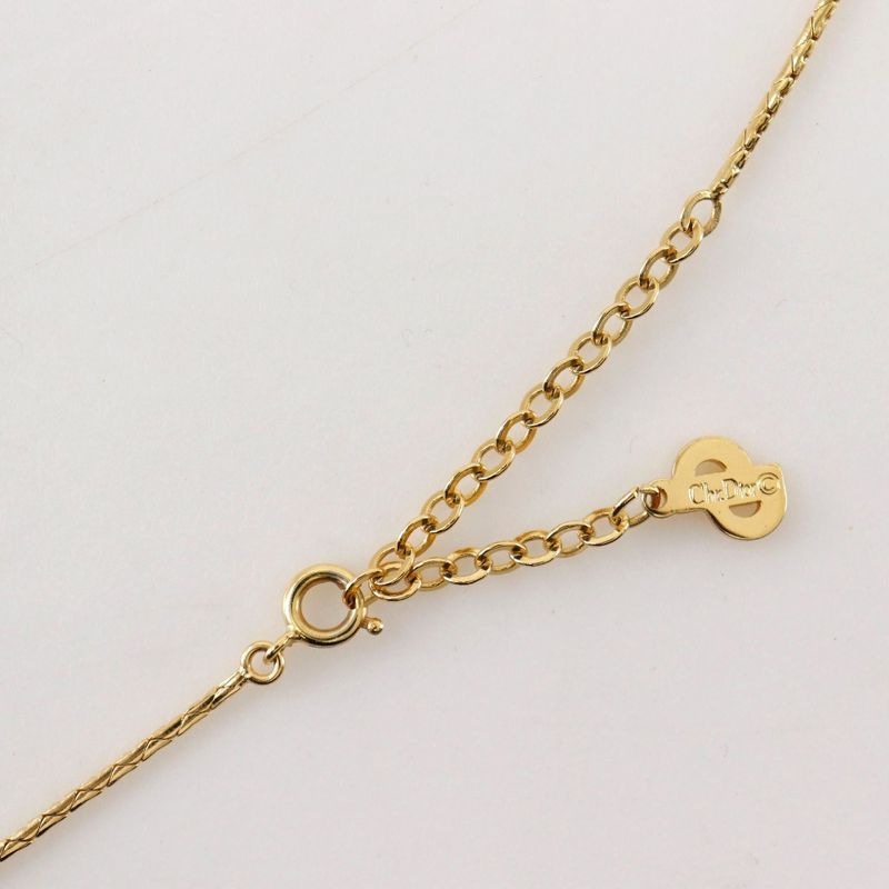 [dior] Christian Dior Gold Plated X Faux Pearl X Rhinestone Ladies 5g Necklace