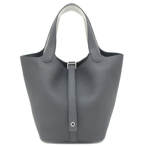 Hermes Handbag Picotin Lock PM Eclat Taurillon Clemence Vorsoft Ardoise × Gris