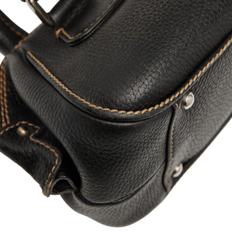 Chanel Logo Fringe Mini Boston Bag Handbag Black Caviar Skin Ladies Chanel