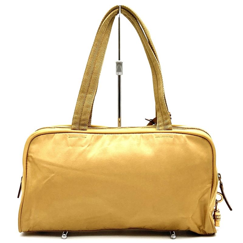 Prada Handbag Tote Bag Nylon Beige With Key Women Men Fashion