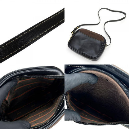 Loewe Shoulder Bag Velasquez Leather Black Brown Gold Hardware Crossbody Chic