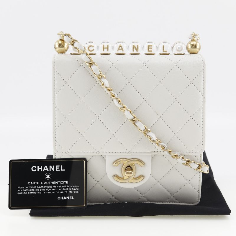 Chanel Matelasse As0584 Lambskin White Women Shoulder Bag