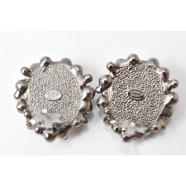 Chanel Earrings Accessories Coco Mark CC Rhinestone Gunmetal — view 5
