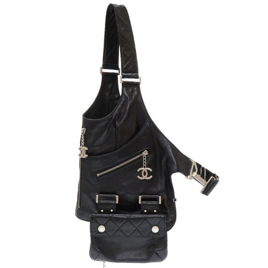Chanel Jacket Bag Lambskin Black Quilted 8 Series Coco Mark Body 0031