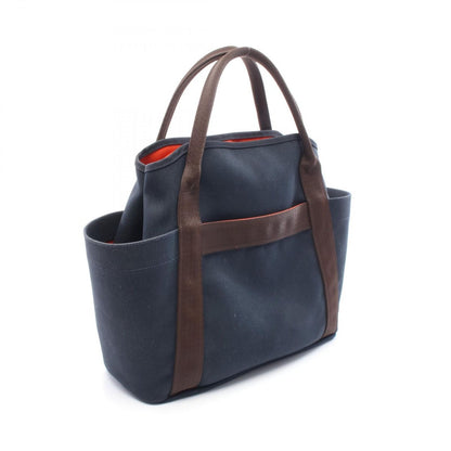 Hermes Tote Sac de Pansage Gourme Blue Navy Fu Canvas — view 2