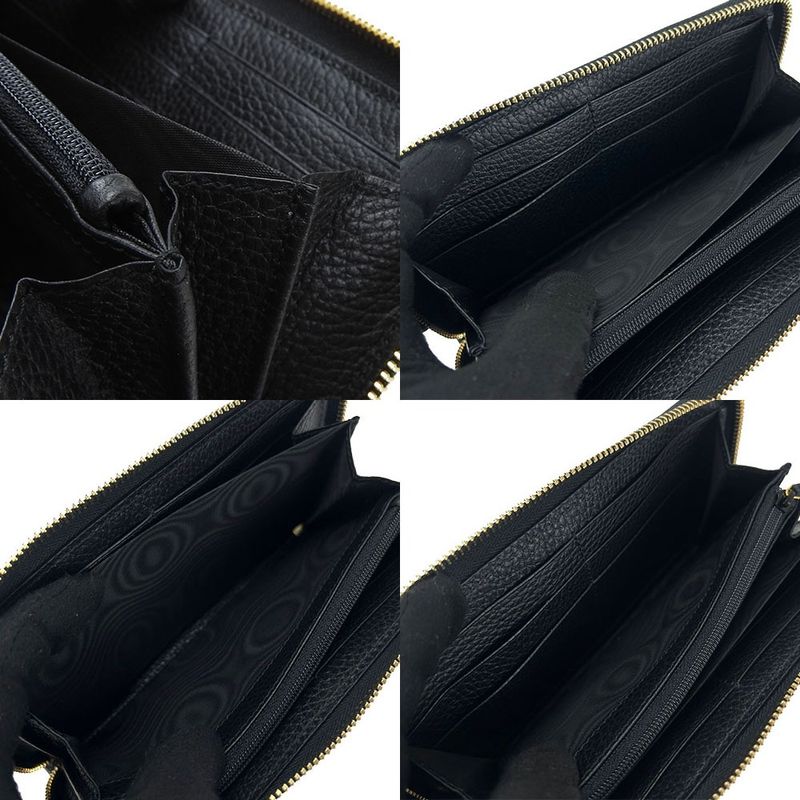 Gucci Round Zipper Long Wallet Zippy Wallet 456117 GG Marmont Black Leather