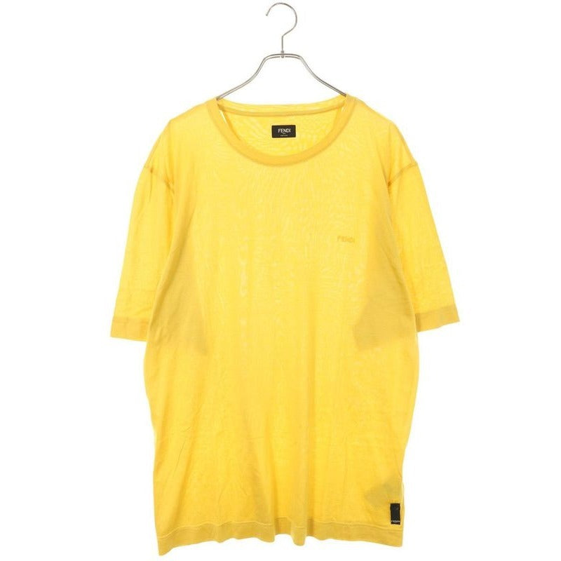 Fendi Fy0936 ABQS Logo Embroidered Silk T-Shirt XXL