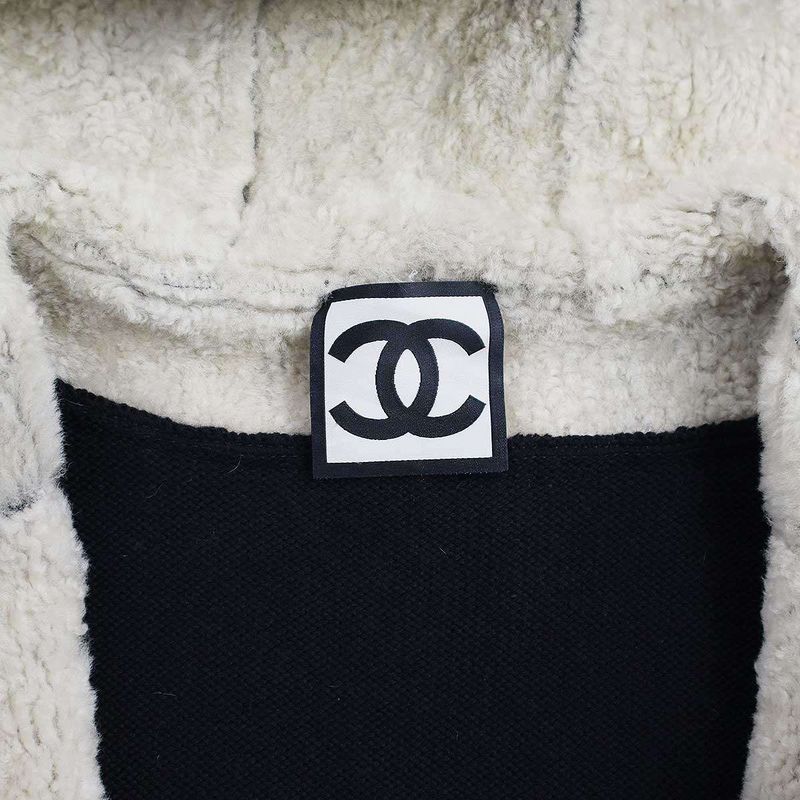 Chanel 2008aw Sport Line Sher Ring Mouton Hooded Vest P33735w04172 Black 38