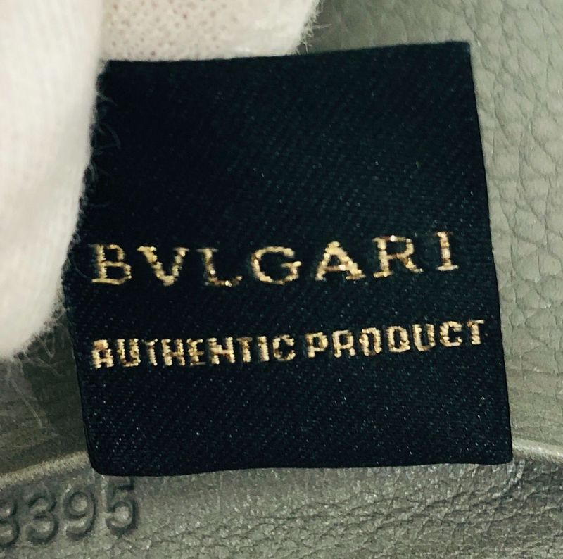 Bvlgari Bvlgari Business Card Holder Olive Leather Men's Preowned 005667