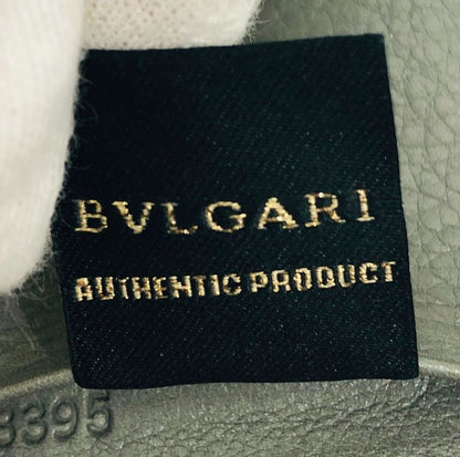 Bvlgari Bvlgari Business Card Holder Olive Leather Men's Preowned 005667