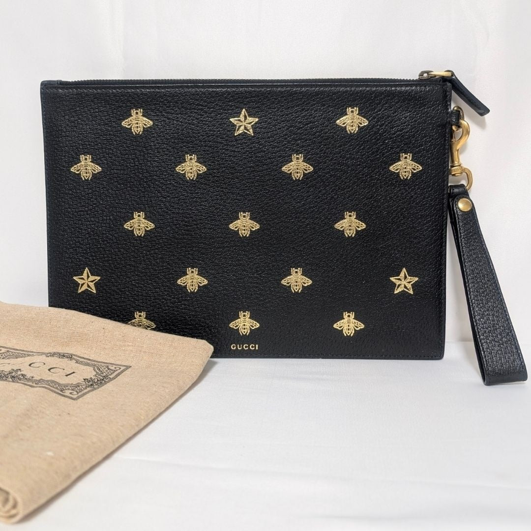 Gucci Leather Bi Black Clutch