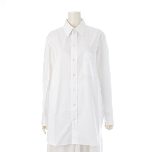 Celine Cotton Poplin Triomphe Embroidery Loose Dress Long Sleeve Shirt