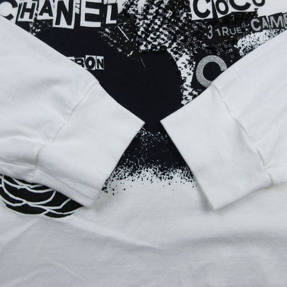 Chanel 20p Long T-Shirt Women's S White Cotton Coco Mark Camellia Long Sleeves