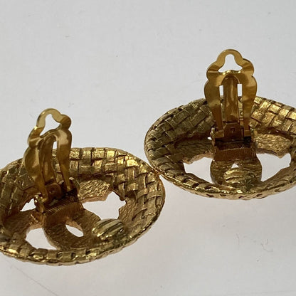 Chanel Cocomark Round Earring GP Gold 29 Vintage