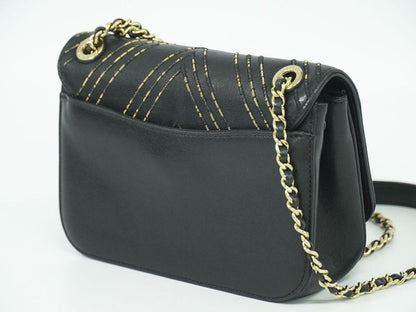 Authentic Chanel Coco Mark V Stitch Chain Shoulder Bag Pochette Lambskin