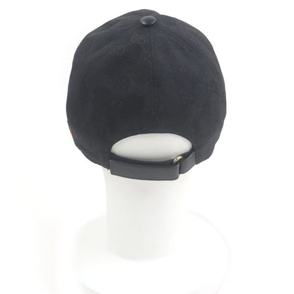 Gucci 200035 GG Canvas Webline Baseball Cap Hat Black Xl/60cm (23.62in) Made In