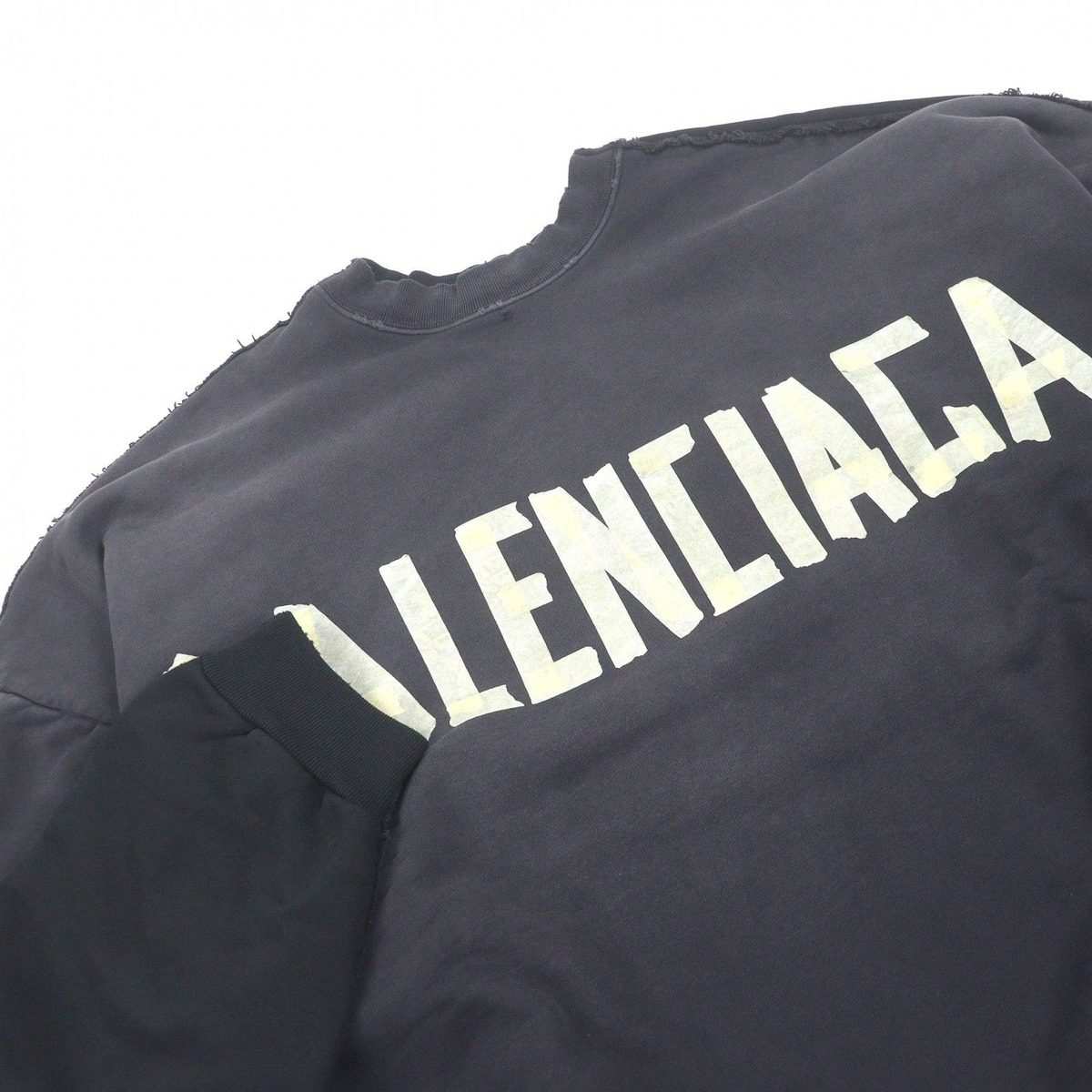 Balenciaga Double Front Crew Tape Logo Distressed Oversize Sweatshirt Trainer — view 2