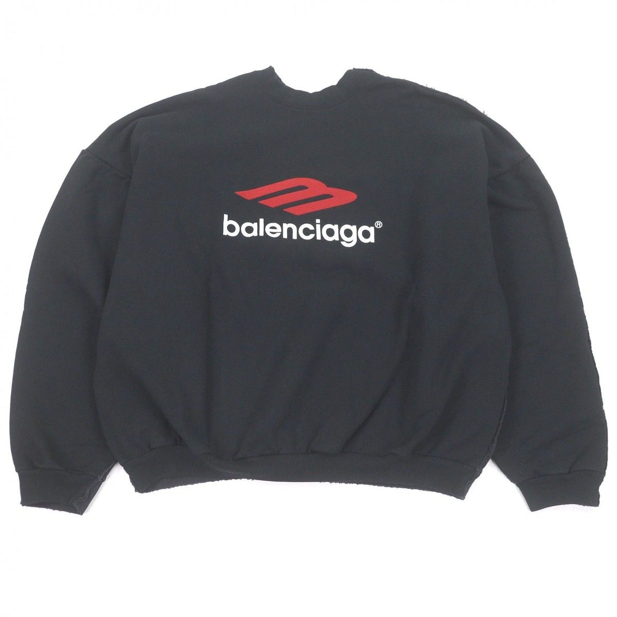 Balenciaga Double Front Crew Tape Logo Distressed Oversize Sweatshirt Trainer — view 3