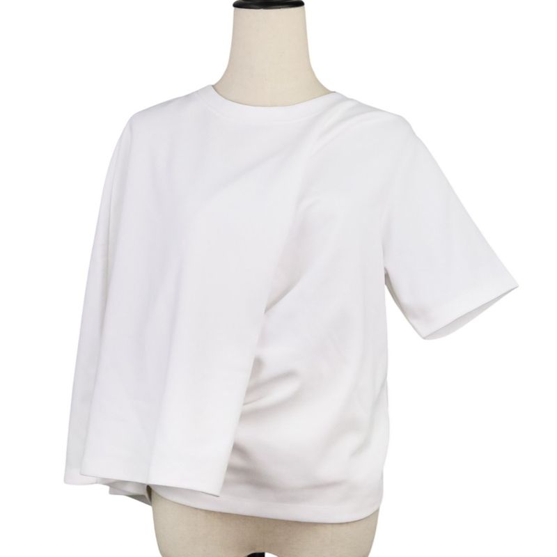 Loewe Cropped Draped T-Shirt Asymmetrical Deformed Cut and Sewn L White Women's