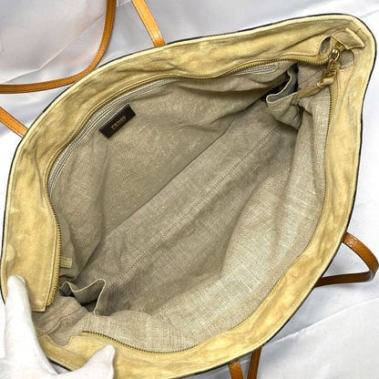 Fendi Tote Bag Khaki Brown Pecan 8bh185 Excellent Condition