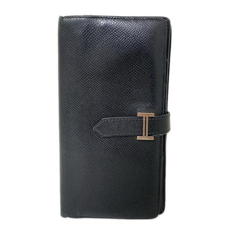 Hermes Long Wallet Bearn Souffle Black New Shape Hardware