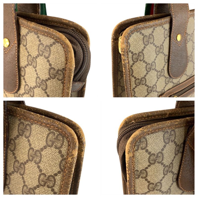 Gucci Vintage Sherry Line Old Gucci GG Supreme Canvas Tote Bag Shoulder Bag