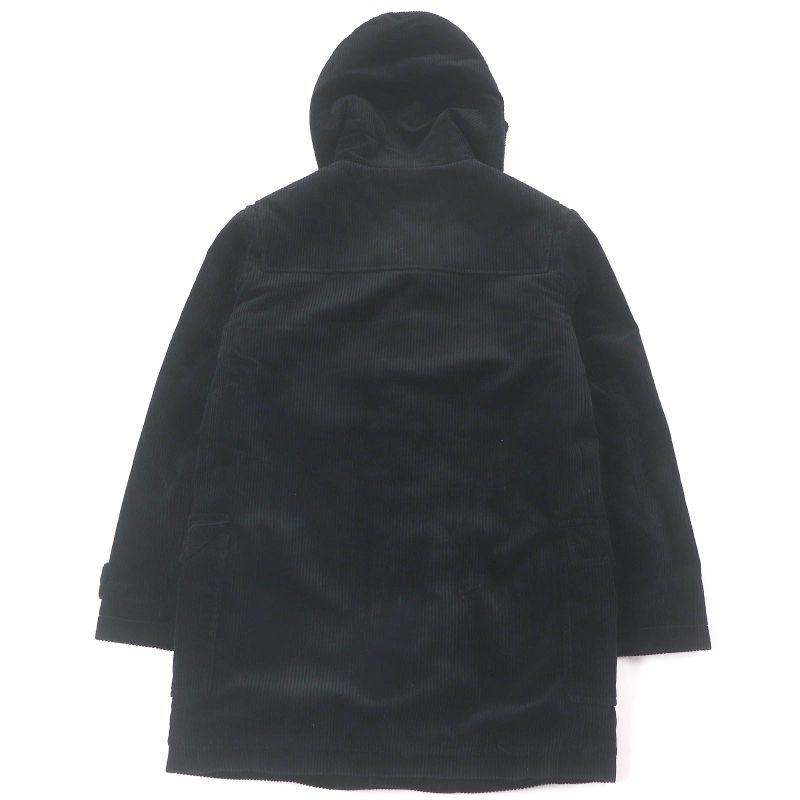 Saint Laurent Paris 529578 Chinstrap Lined Mouton Corduroy Duffle Coat Black 44