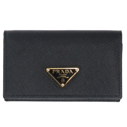 Prada 1mc122 Triangle Plate Saffiano Leather Card Case Men's