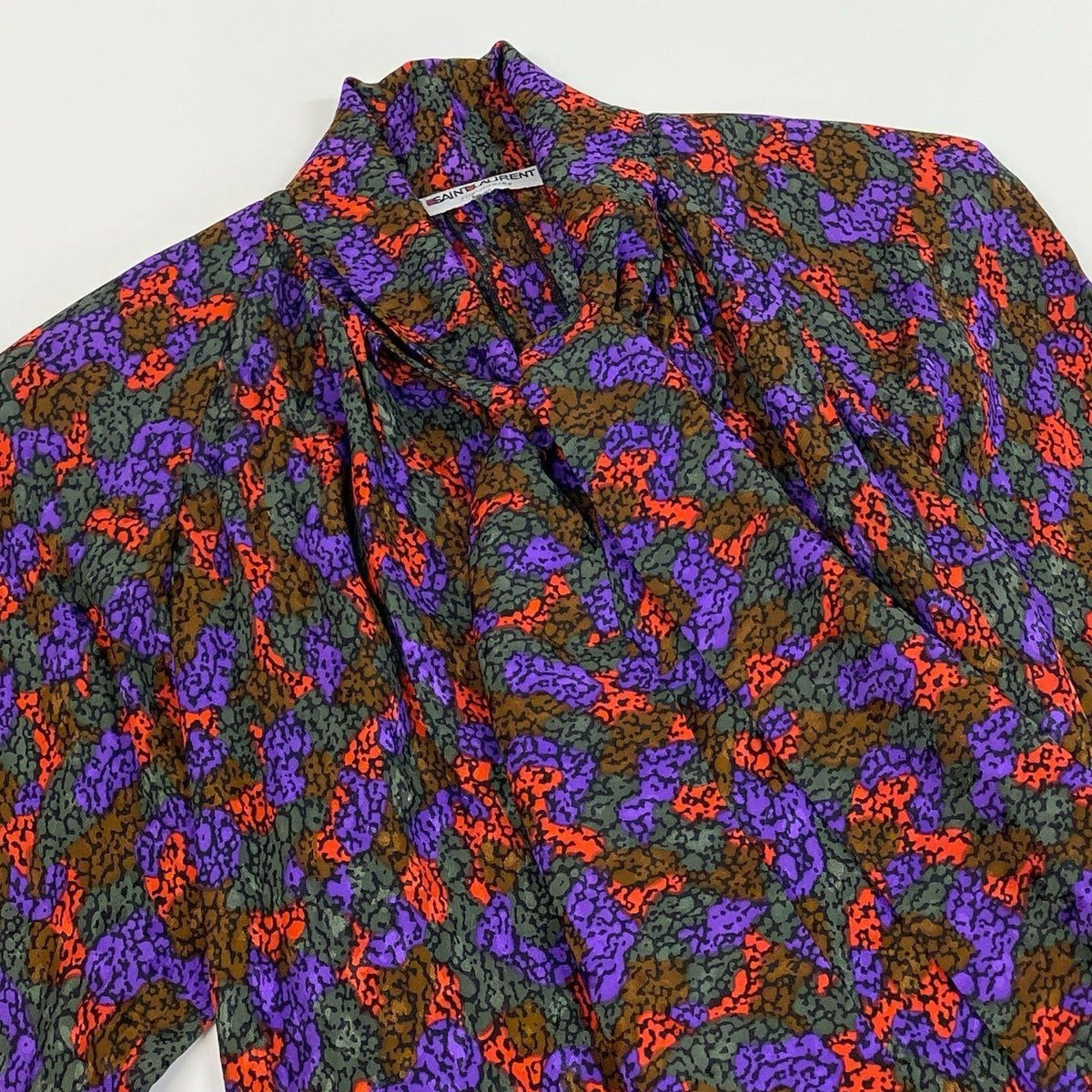 Saint Laurent Vintage Rive Gauche Yves Ribe Bowtie Dress Long All Over Pattern — view 4